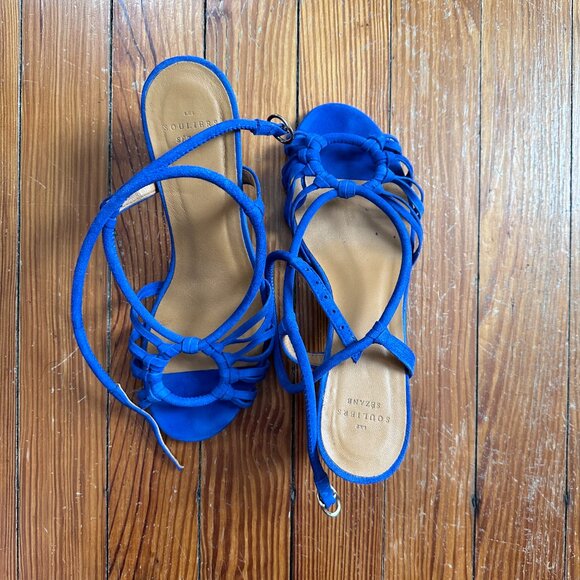 Sezane Gloria Blue Suede Sandals - Picture 7 of 7